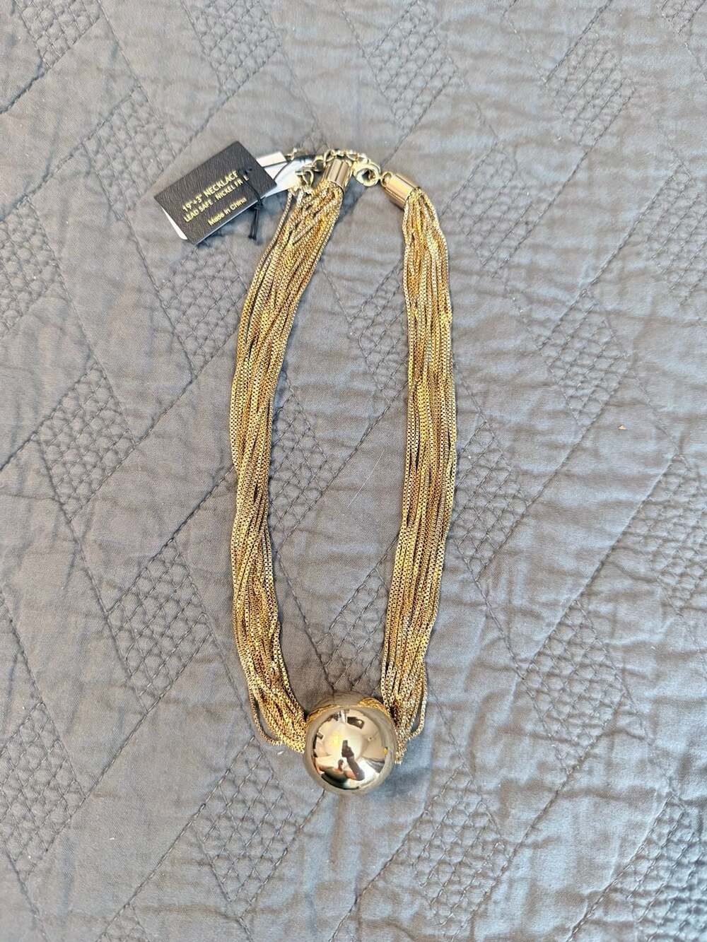 NWT Petit Moments Corgan Multi-Strand Chain Necklace with Large Ball Pendant

BM